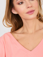 Brzoskwiniowa bluzka basic z rękawem 3/4 RUE PARIS  