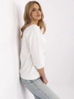 Ecru bawełniana bluzka z aplikacjami 