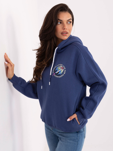 Ciemnoniebieska bluza z nadrukiem na plecach SUBLEVEL