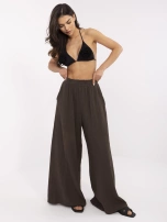 Ciemnobrązowe muślinowe spodnie z kieszeniami