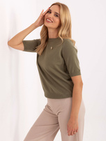 Khaki Damenpullover mit Viskose.