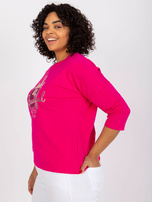 Fuksjowa bluzka plus size z printem Vickey 