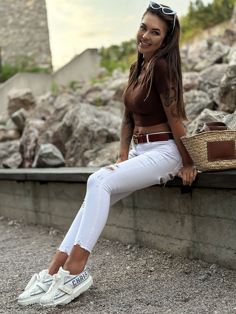 Hurtownia Brązowy dopasowany top basic MAYFLIES