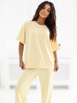 Jasnożółty dresowy komplet z krótkim rękawem RUE PARIS