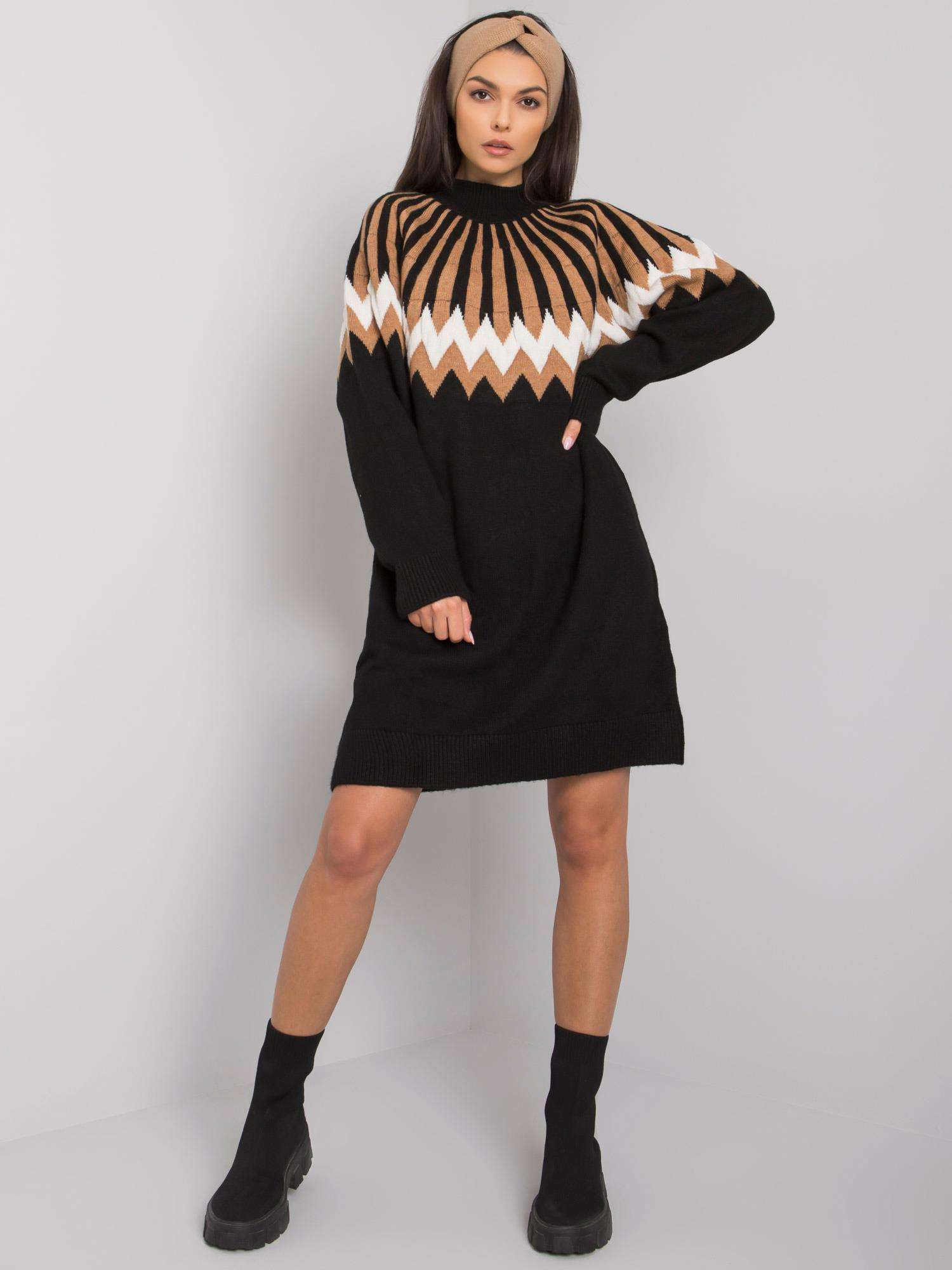 Schwarzes lockeres Kleid aus Strick Shereen RUE PARIS.