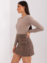 Hurt Ciemnobeżowa dopasowana bluzka w prążek BASIC FEEL GOOD 