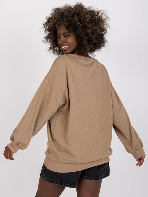 Ciemnobeżowa bluza oversize bez kaptura z bawełny Damiette