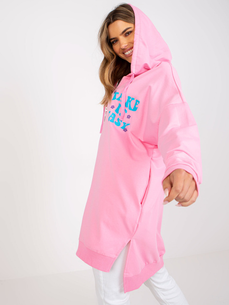 Różowo-niebieska rozpinana bluza oversize z nadrukiem 
