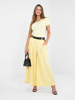 Pastelowa żółta bluzka basic z krótkim rękawem RUE PARIS 