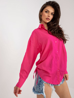 Großhandel Fuchsia Damen Oversize-Hemd mit Kragen.