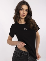 Czarna casualowa bluzka z krótkim rękawem