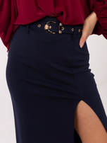 Granatowa ołówkowa spódnica z rozcięciem RUE PARIS 