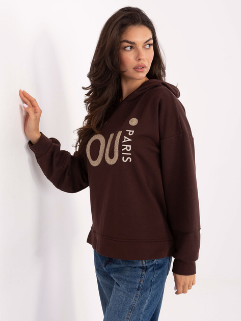 Ciemnobrązowa bluza oversize z napisem