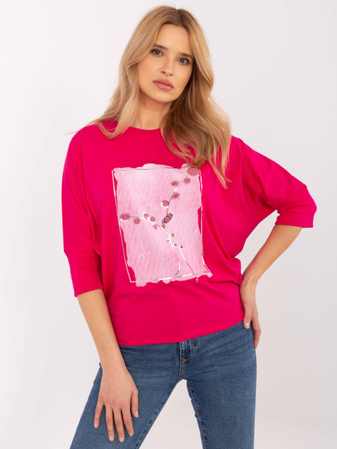 Hurt Fuksjowa bawełniana bluzka z rękawem 3/4