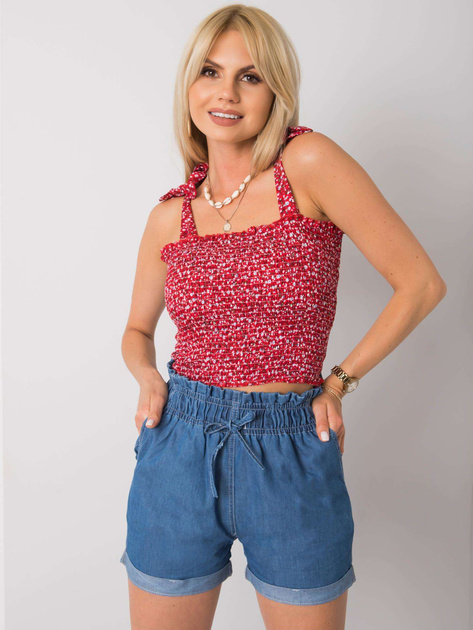 Czerwony top w kwiaty Thalia RUE PARIS