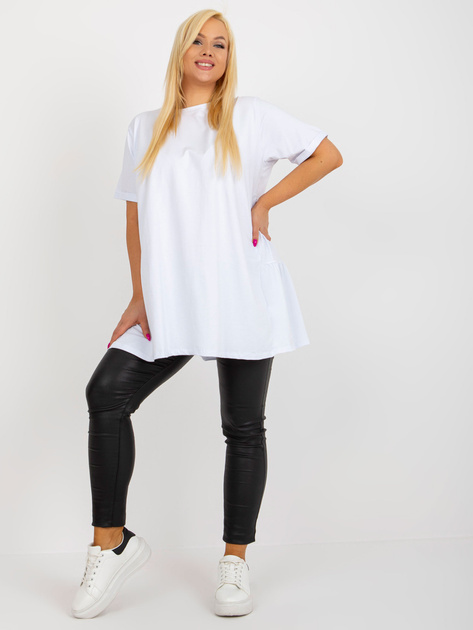 Hurt Biała długa bluzka plus size basic z bawełny