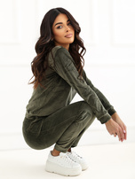 Jasny khaki komplet welurowy Clarisa RUE PARIS