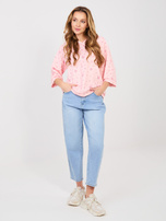 Pastelowa różowa damska bluza oversize z kapturem