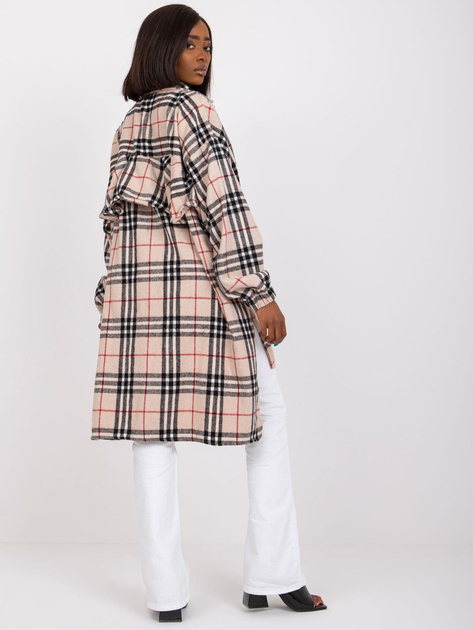 Jasnobeżowo-czarna długa koszula z wełną Bonnie