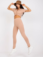 Camelowe damskie legginsy z bawełny basic Brigitte