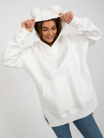 Hurt Ecru długa bluza kangurka z uszami przy kapturze