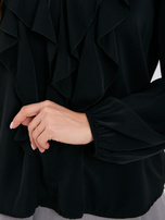Black elegant blouse with puff sleeves RUE PARIS.