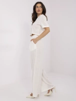 Ecru dwuczęściowy komplet z dodatkiem lnu