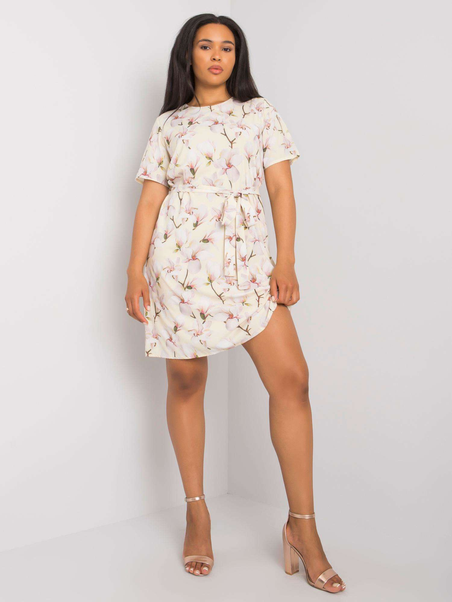 Yellow Patterned Plus Size Dress Celene 