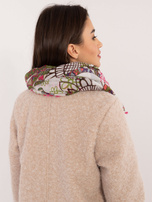 Hurtownia Różowo-ecru damska chusta z frędzlami