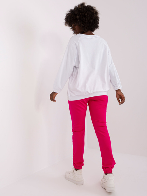 Hurt Ecru-fuksjowy damski komplet dresowy z misiem
