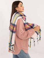 Hurtownia Jasnoróżowy damski szal w kratę