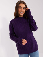 Hurt Ciemnofioletowy sweter klasyczny z okrągłym dekoltem 