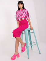 Hurt Fuksjowy komplet casualowy z krótką bluzką