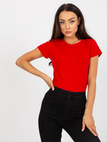Hurtownia Czerwony gładki t-shirt basic z bawełny 