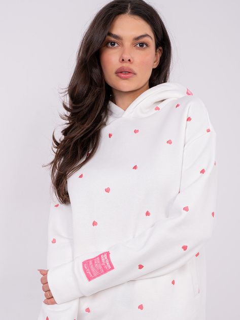 Biała ocieplana bluza z kieszeniami