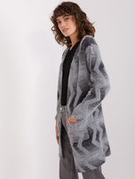 Hurtownia Szary kardigan damski z kieszeniami