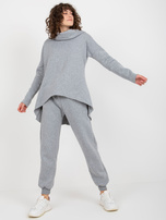 Hurt Szary dresowy komplet basic z asymetryczną bluzą