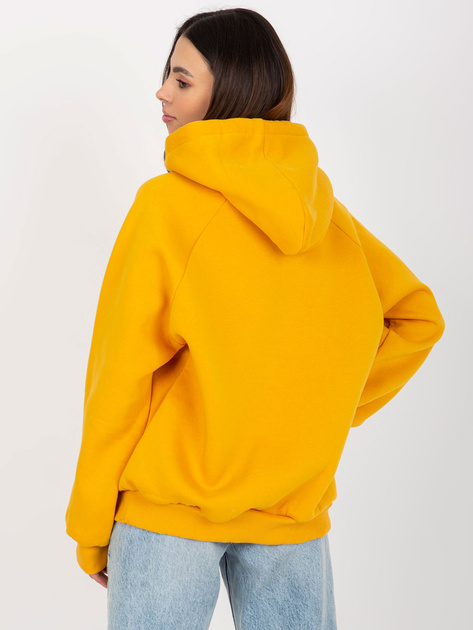 Hurtownia Ciemnożółta ocieplana dresowa bluza z kapturem Debby