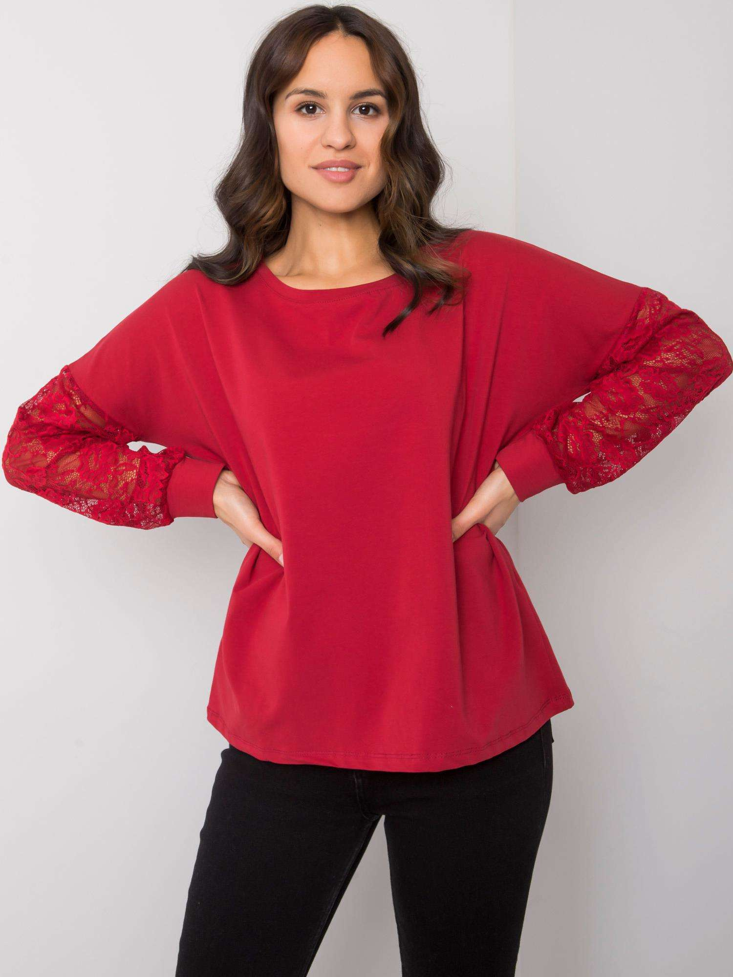 Burgundy blouse with lace Shantelle RUE PARIS