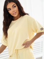 Jasnożółty dresowy komplet z krótkim rękawem RUE PARIS