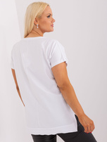 Hurtownia Biało-fioletowa bluzka plus size z rozcięciami