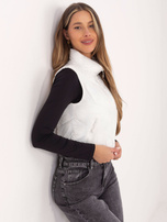 Hurtownia Ecru krótka kamizelka pikowana z kieszeniami