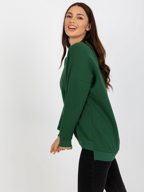 Hurt Ciemnozielona dresowa bluza basic z długim rękawem