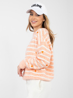 Pomarańczowy damski sweter z okrągłym dekoltem