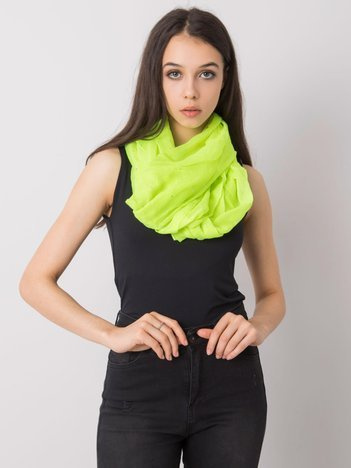 Fluo gelber Schal mit glänzender Applikation.