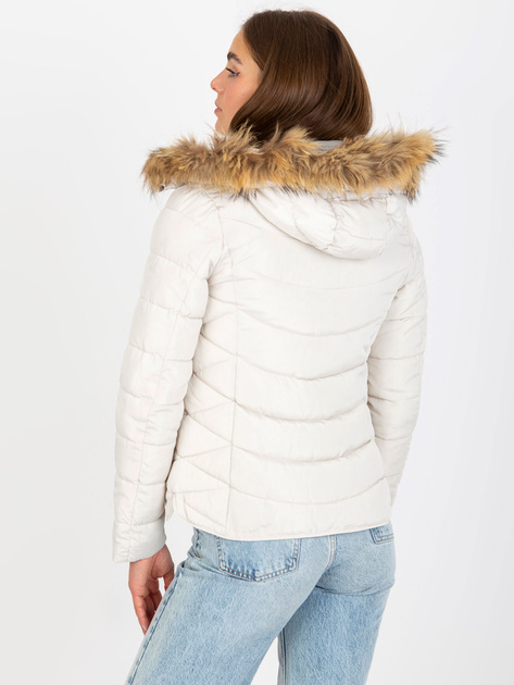 Hurtownia Biała pikowana kurtka przejściowa z kapturem