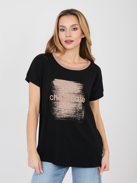 Czarna casualowa bluzka z cekinami