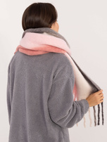 Hurtownia Różowo-ciemnoszary gruby szal damski