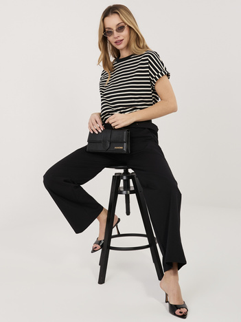 Czarne eleganckie spodnie straight leg RUE PARIS