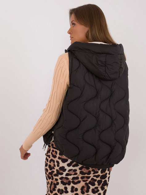 Hurtownia Czarna kamizelka puchowa ze ściągaczami